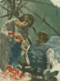Venditore di mele, sd 1921, acquatinta a colori, cm 30x22
